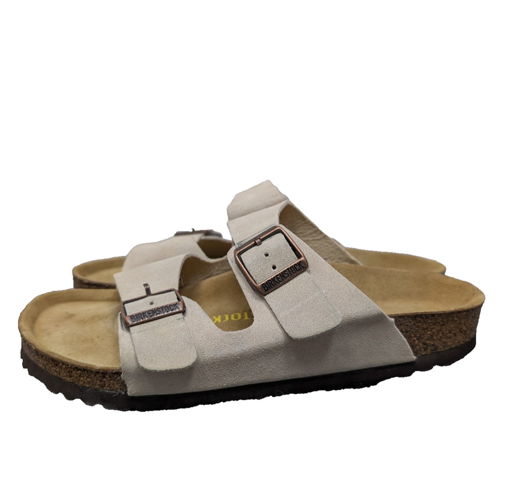 Birkenstock Arizona Suede Leather Sandals Womens 7 EU38 Neutral Comfort Boho